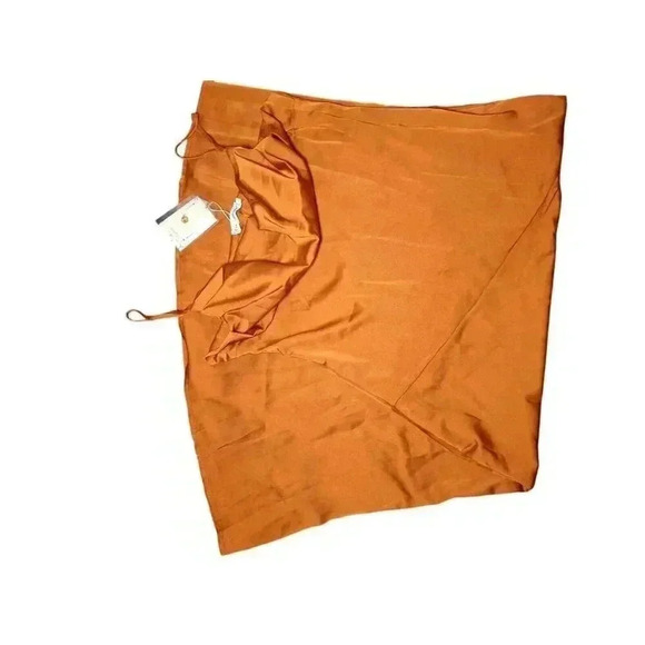 Womens Satin Drape Cowl Neck Sleeveless Strappy Cami Split Slit Party Midi Dress - Picture 11 of 16